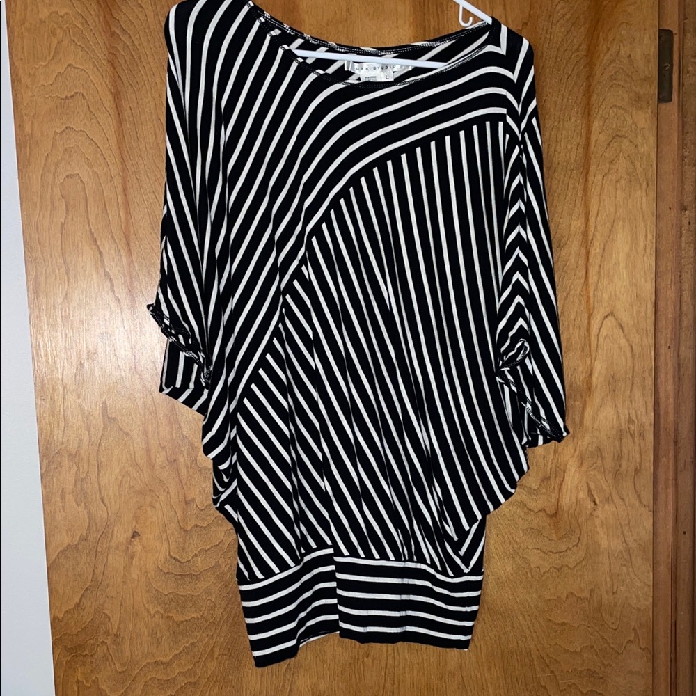 Max Studio Diagonal Stripe Blouse, Large